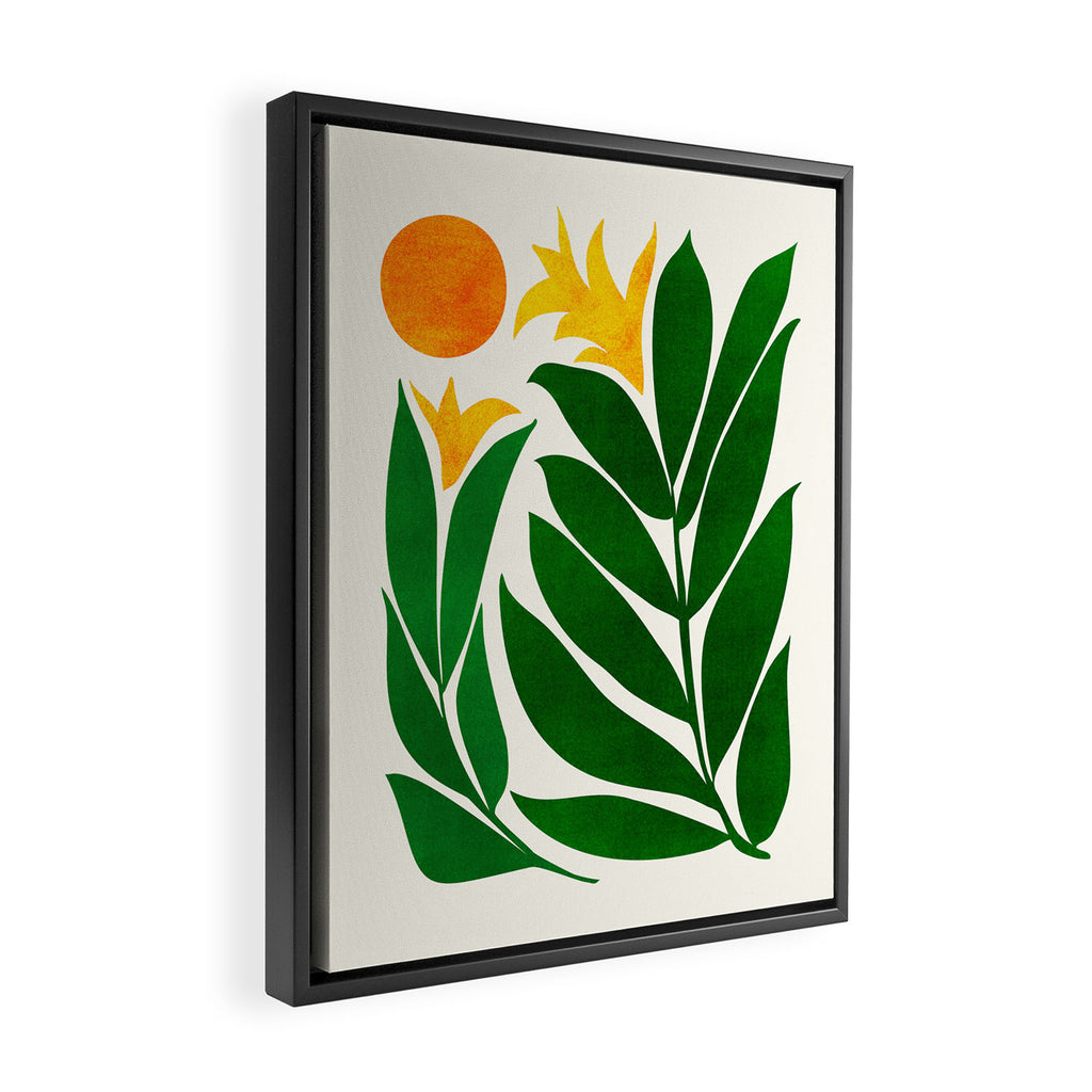 Mid Century Emerald Garden Botanical Framed Canvas Print Gallery Image 2