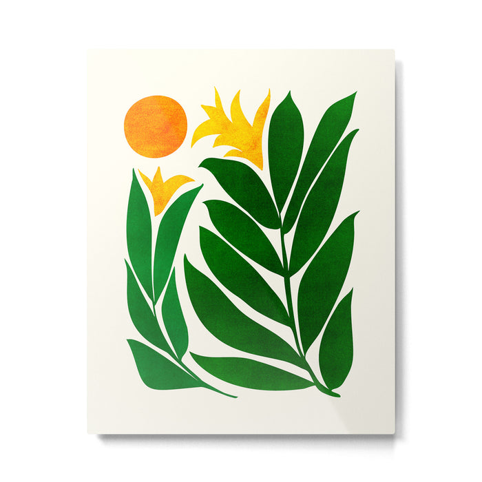 Mid Century Emerald Garden Botanical Metal Print Gallery Image 1