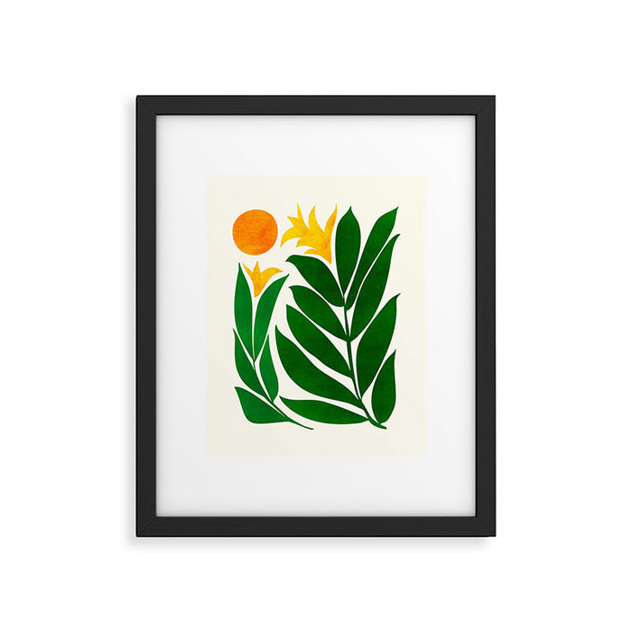 Mid Century Emerald Garden Botanical Framed Art Print Gallery Image 1