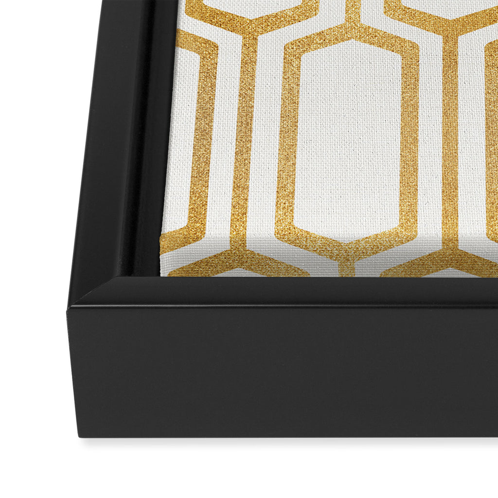 Mid Century Metallic Geometric Pattern Framed Canvas Print Gallery Image 3
