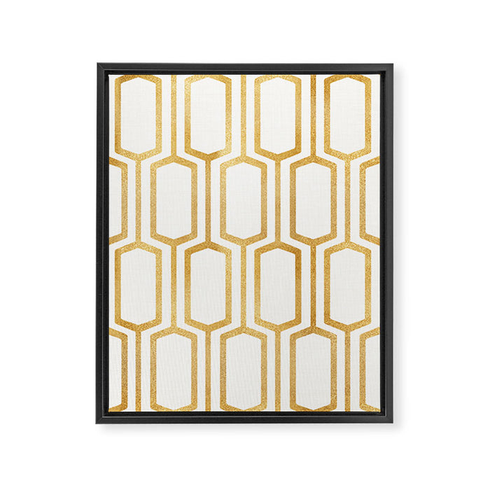 Mid Century Metallic Geometric Pattern Framed Canvas Print Gallery Image 1