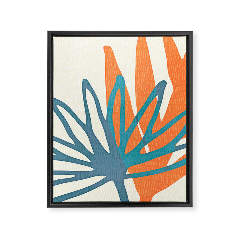 Mid Century Nature Print / Teal and Orange Framed Canvas Print Gallery Image 8