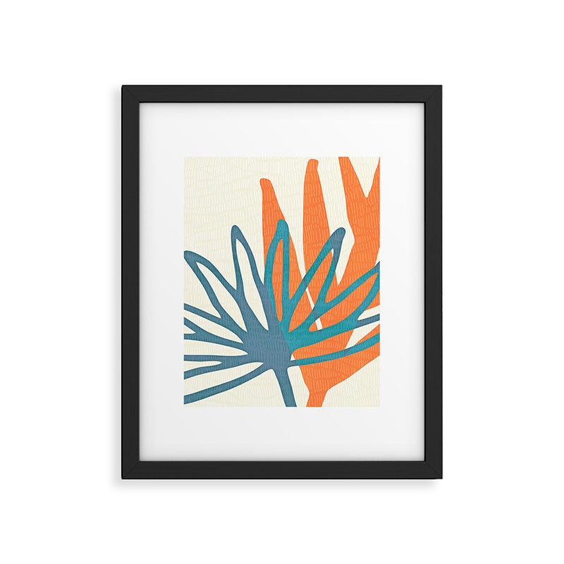 Mid Century Nature Print / Teal and Orange Framed Art Print Gallery Image 4
