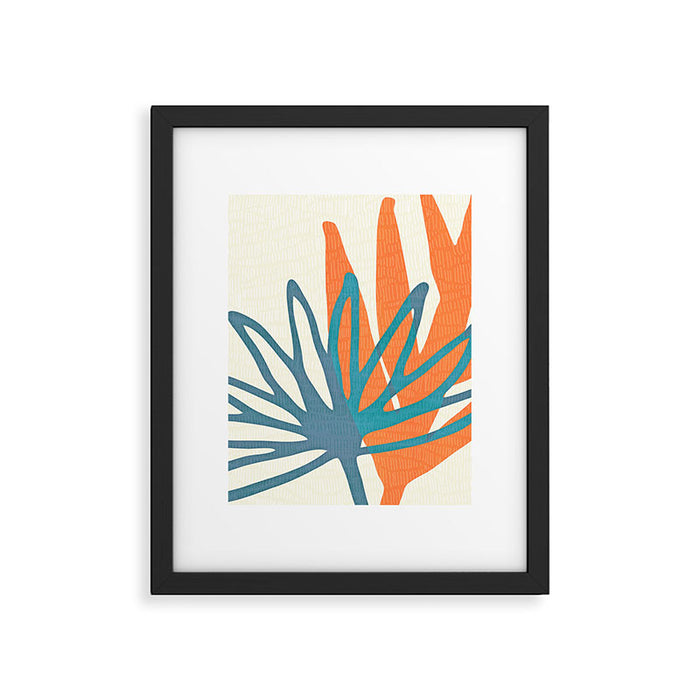 Mid Century Nature Print / Teal and Orange Framed Art Print Gallery Image 1
