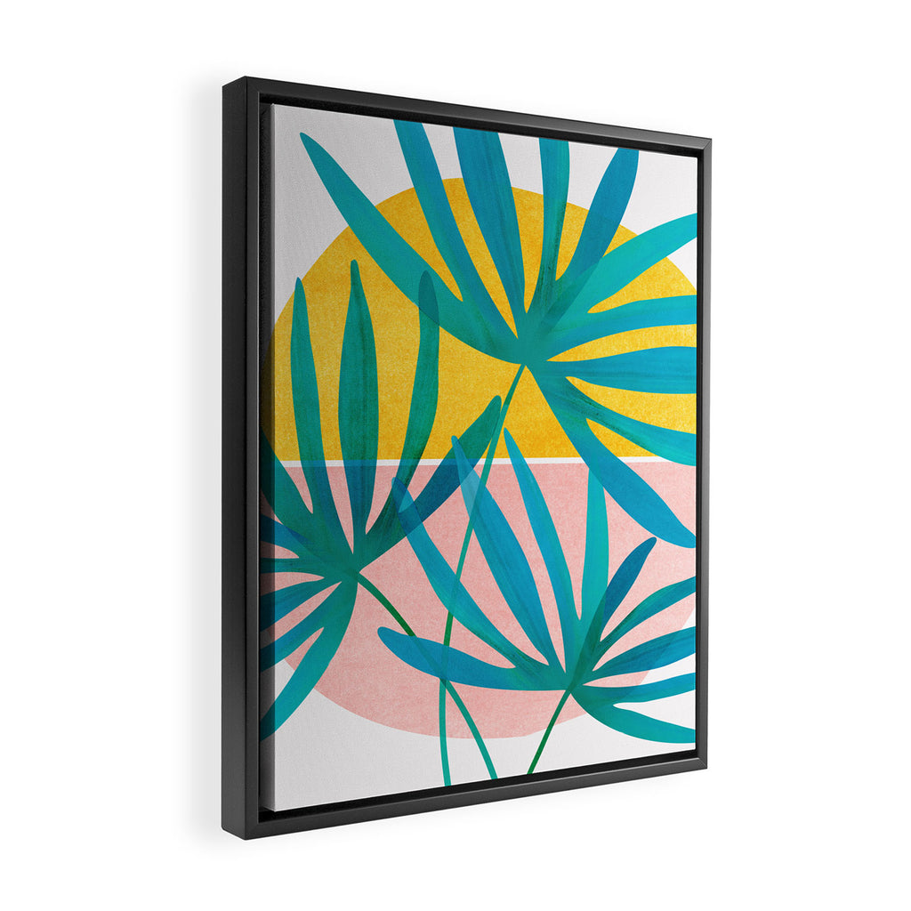 Mid Century Palms Framed Canvas Print Gallery Image 2