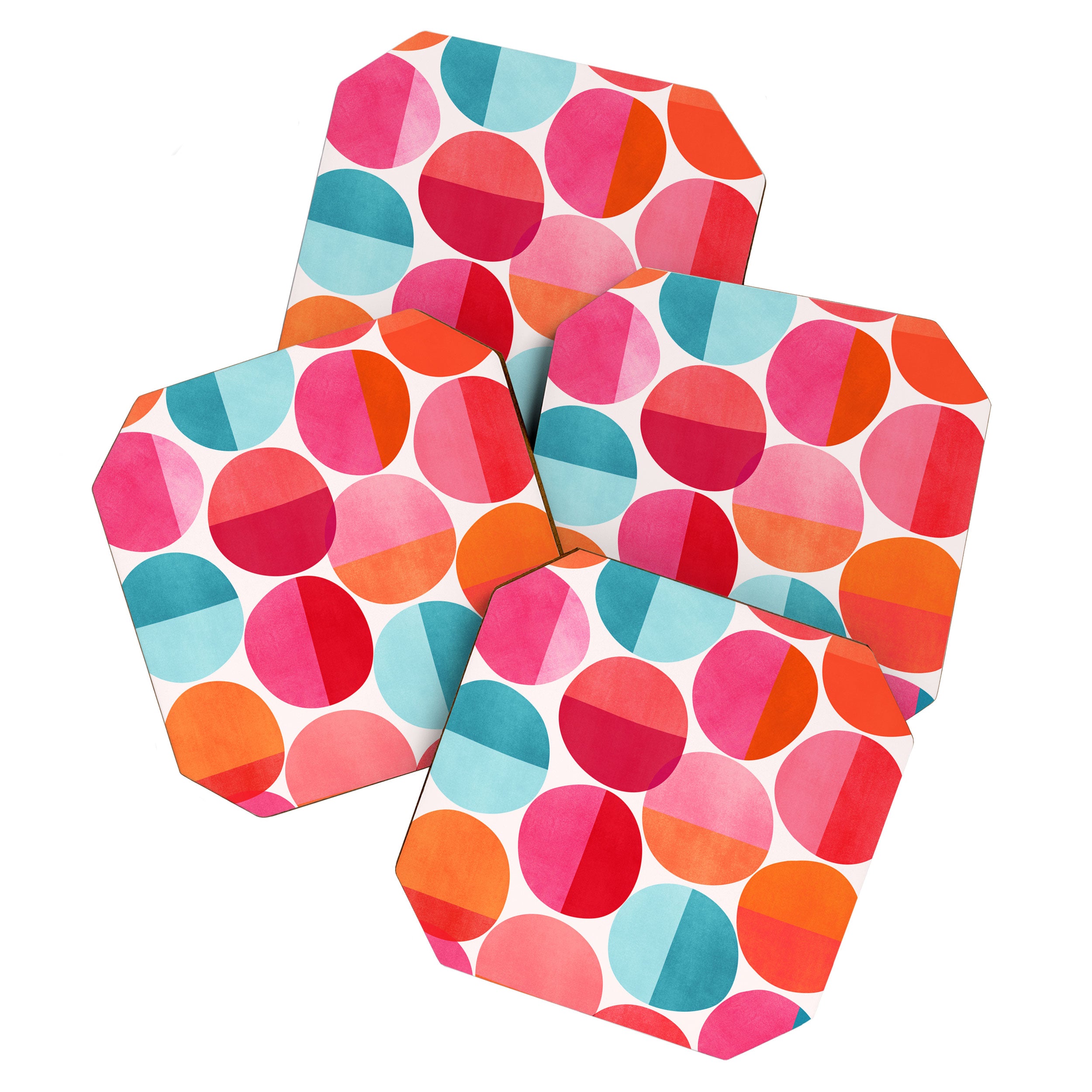 Mid Century Pink and Orange Dots Coaster Gallery Image 1