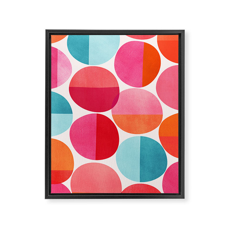 Mid Century Pink and Orange Dots Framed Canvas Print Gallery Image 8