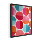 Mid Century Pink and Orange Dots Framed Canvas Print Gallery Image 2