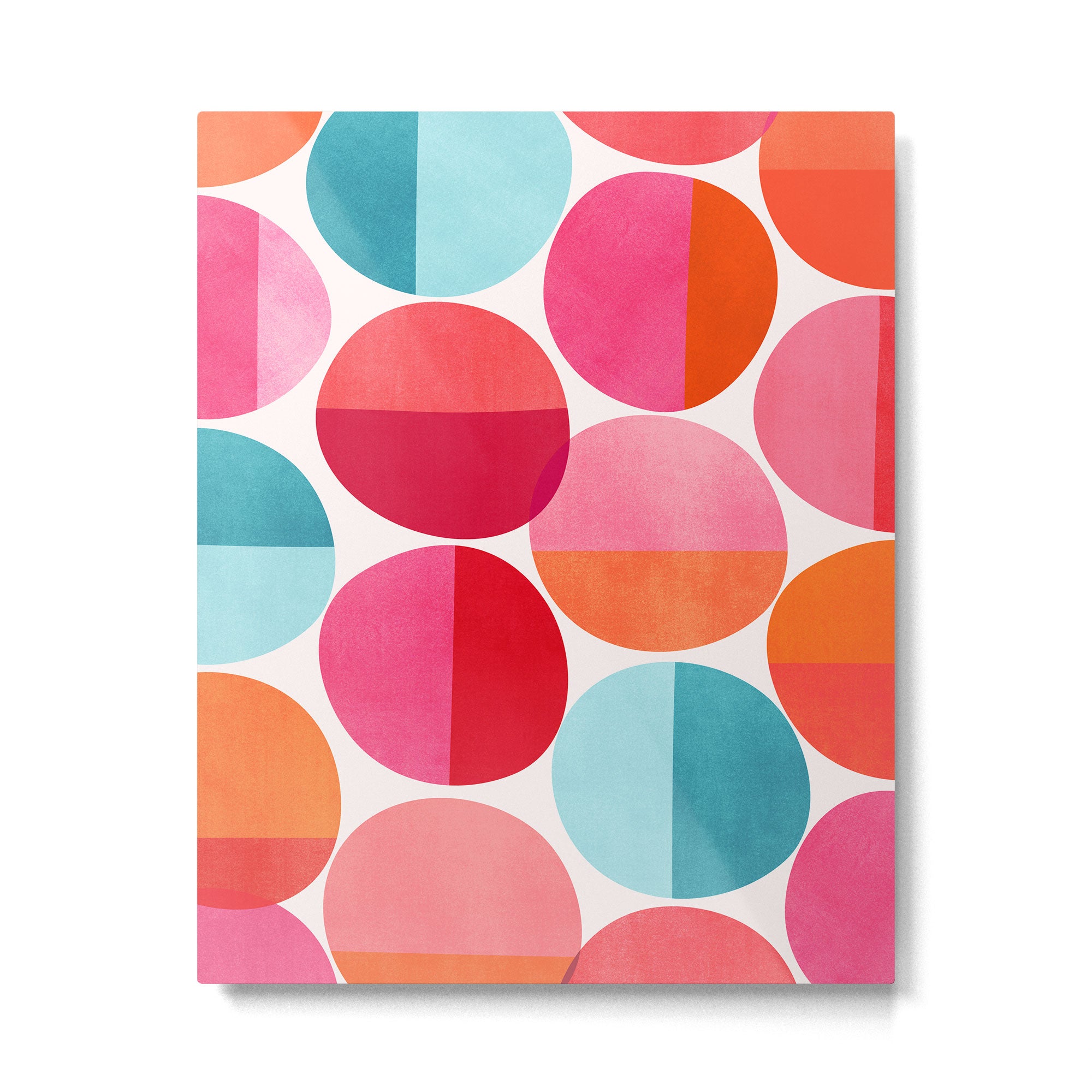 Mid Century Pink and Orange Dots Metal Print Gallery Image 6