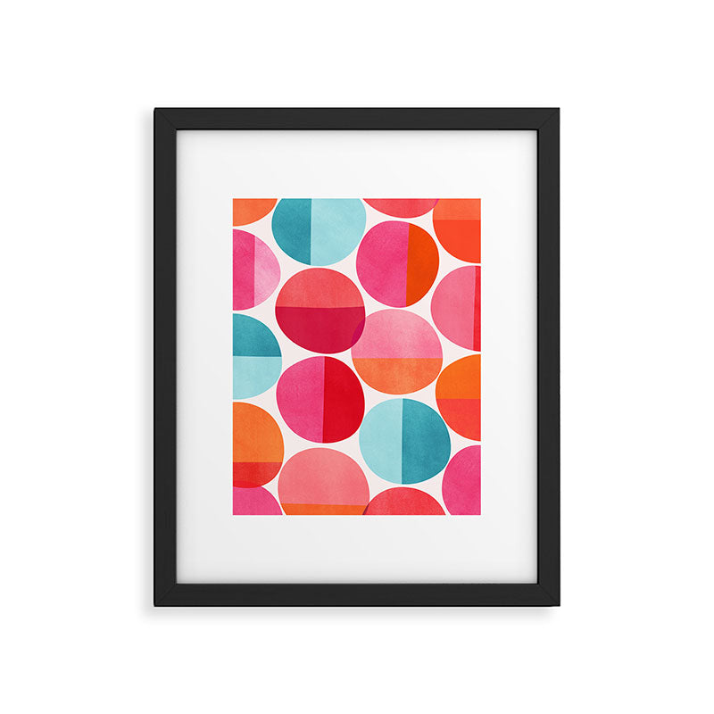 Mid Century Pink and Orange Dots Framed Art Print Gallery Image 6