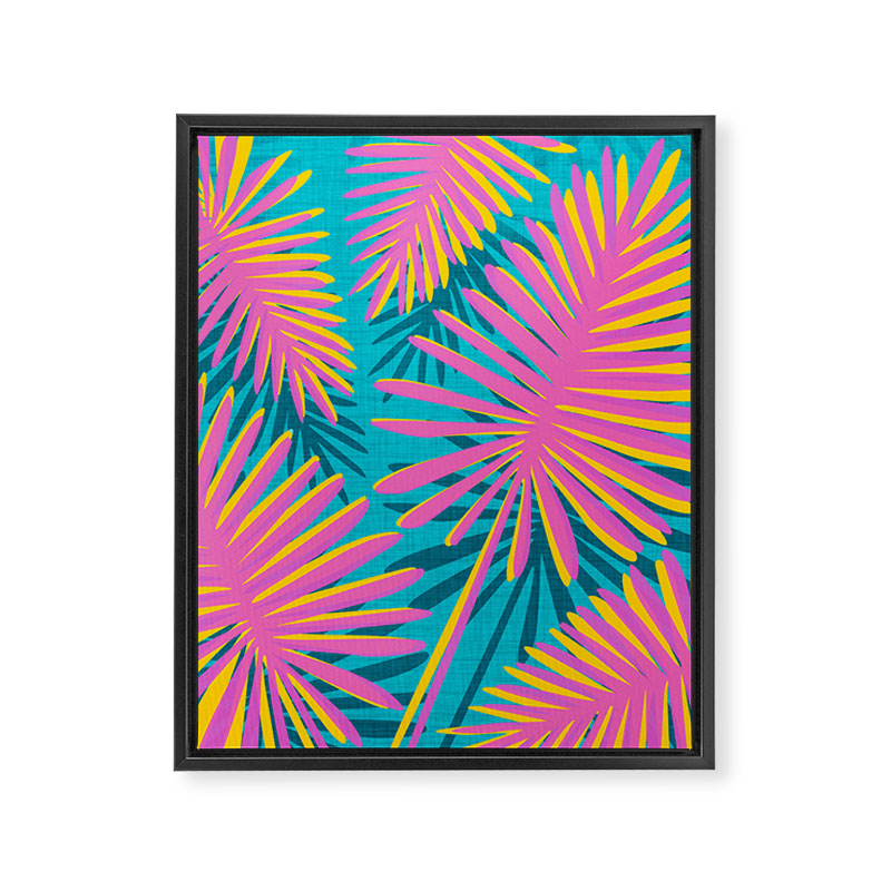 Mid Mod Pink Palm Trees Framed Canvas Print Gallery Image 8