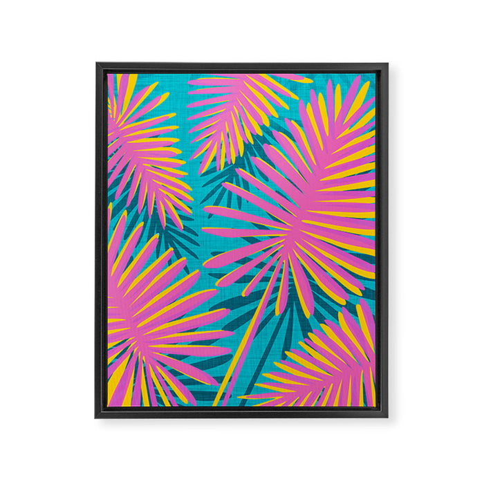 Mid Mod Pink Palm Trees Framed Canvas Print Gallery Image 1