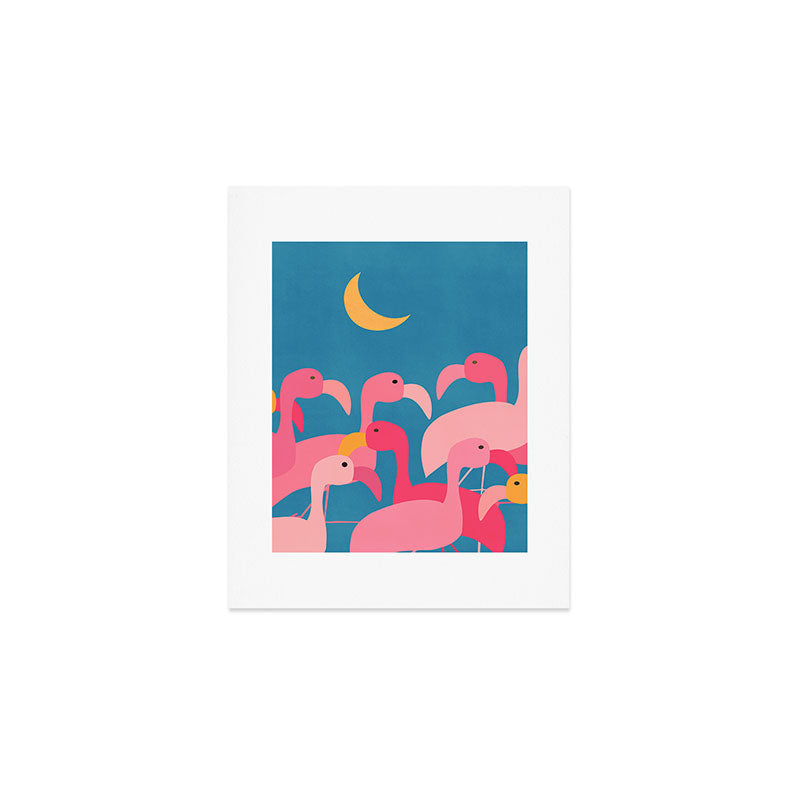 Midnight Flamingos Art Print Gallery Image 1