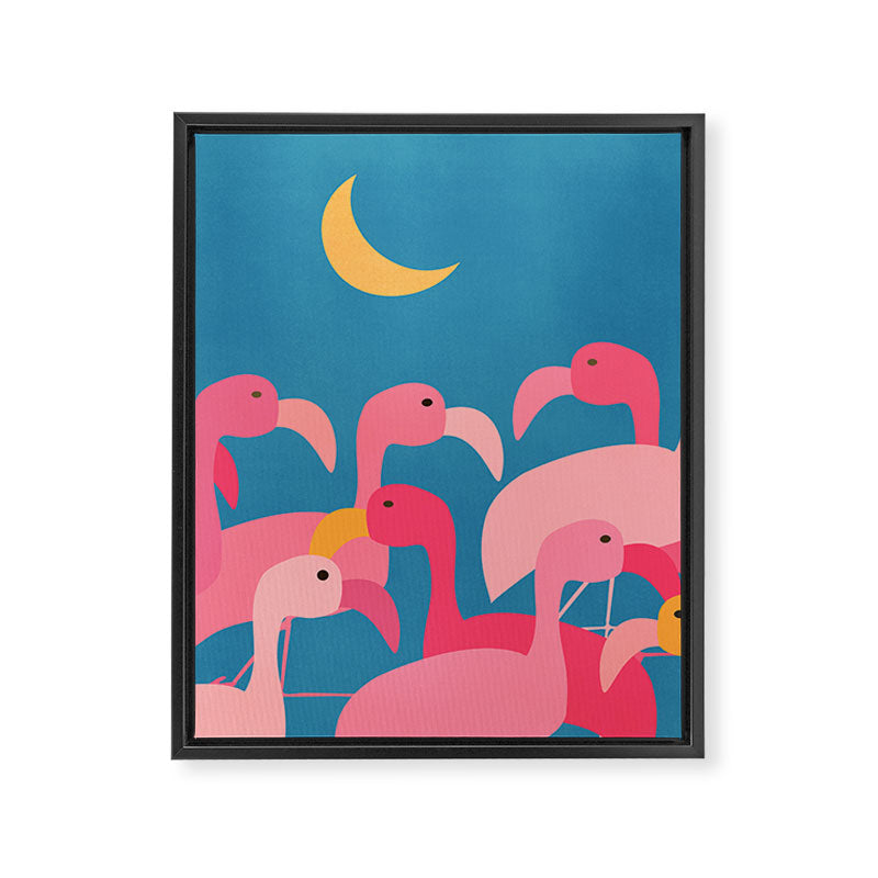 Midnight Flamingos Framed Canvas Print Gallery Image 8