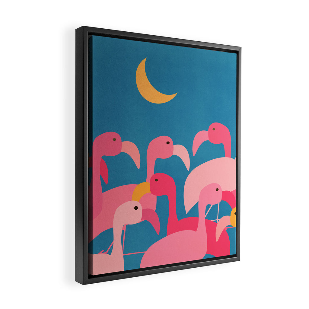 Midnight Flamingos Framed Canvas Print Gallery Image 2