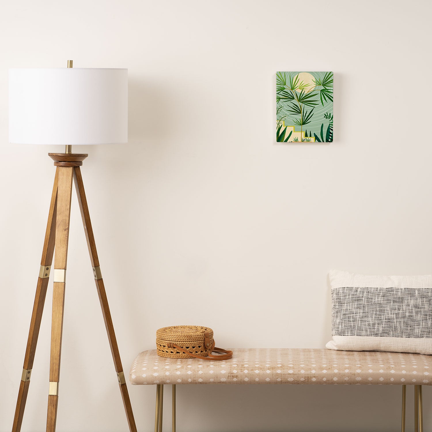 Midnight Moon Green Garden Scene Canvas Print Gallery Image 2