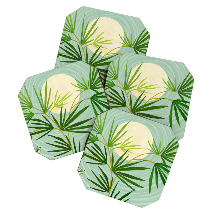 Midnight Moon Green Garden Scene Coaster Gallery Image 1