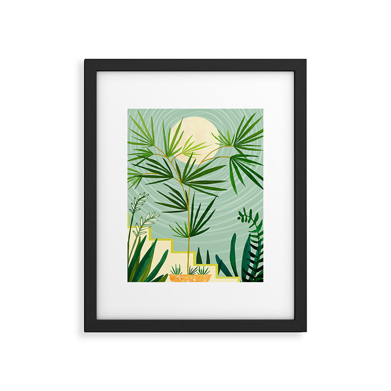 Midnight Moon Green Garden Scene Framed Art Print Gallery Image 5