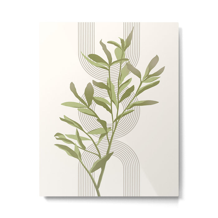 Minimalist Botanical With Geometric Accents Metal Print Gallery Image 1