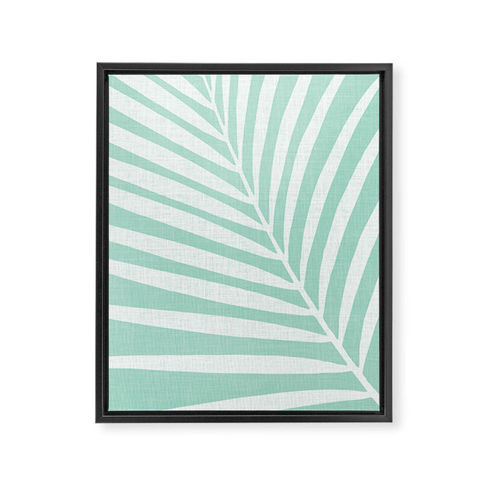 Minimalist Palm Leaf - Mint Green Framed Canvas Print Gallery Image 1
