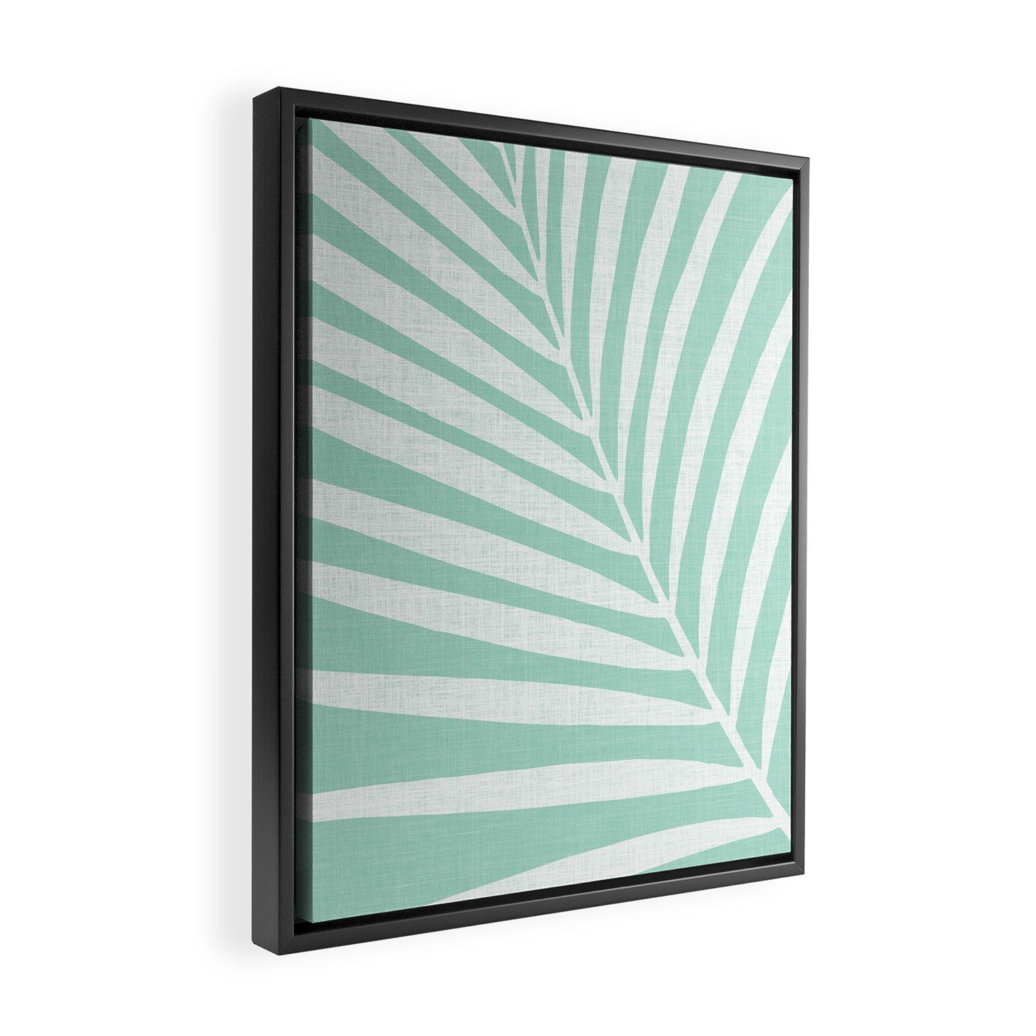 Minimalist Palm Leaf - Mint Green Framed Canvas Print Gallery Image 2