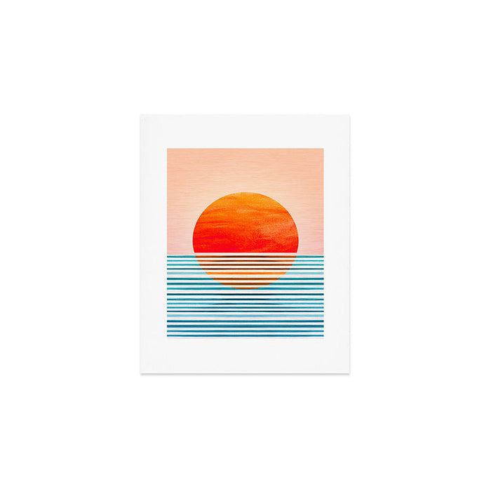 Minimalist Sunset 2 in Orange and Blue Art Print Gallery Image 1