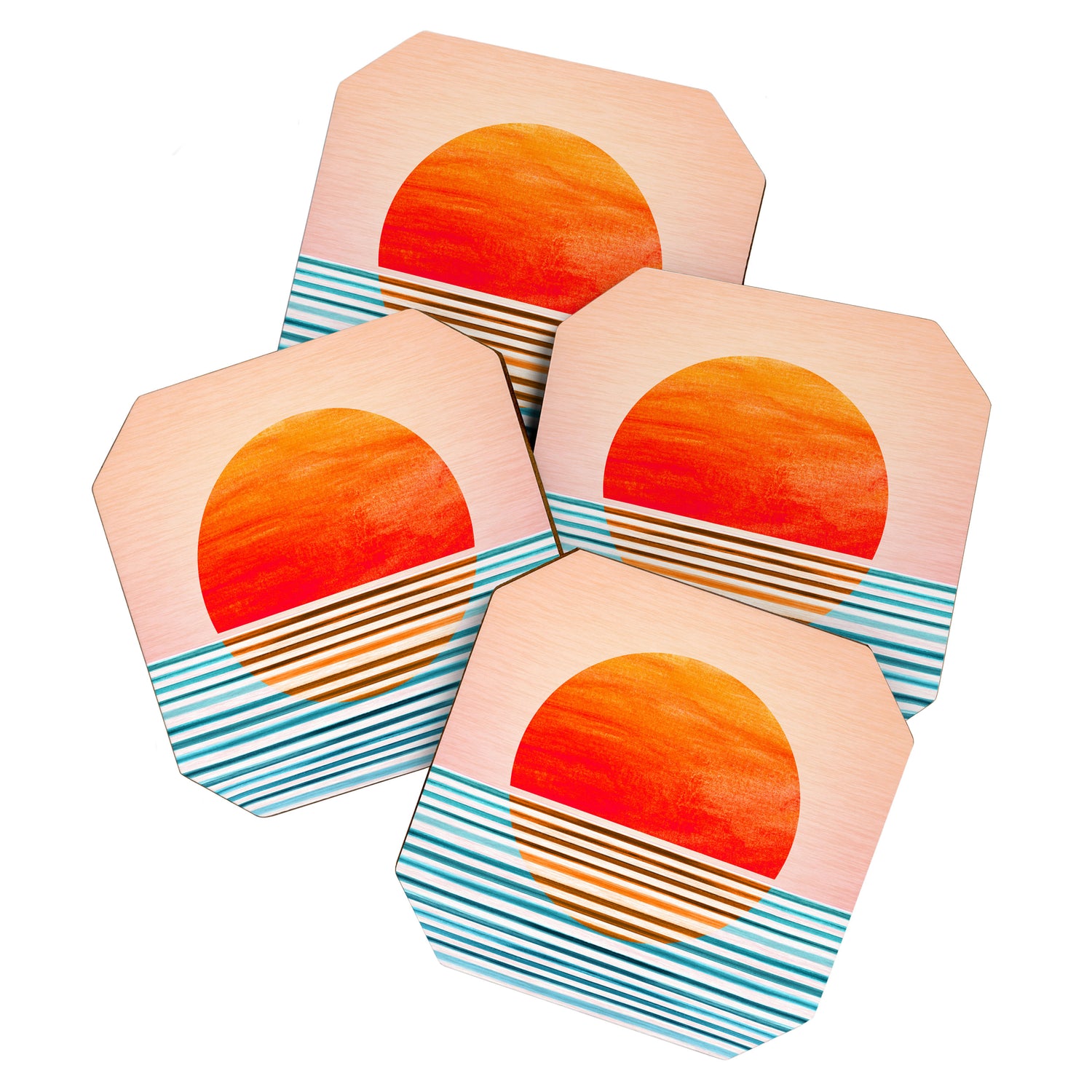 Minimalist Sunset 2 in Orange and Blue Coaster Gallery Image 1