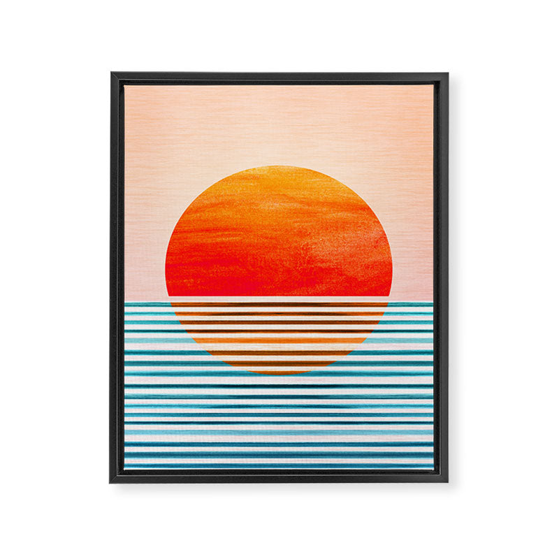 Minimalist Sunset 2 in Orange and Blue Framed Canvas Print Gallery Image 6
