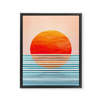 Minimalist Sunset 2 in Orange and Blue Framed Canvas Print Gallery Image 6
