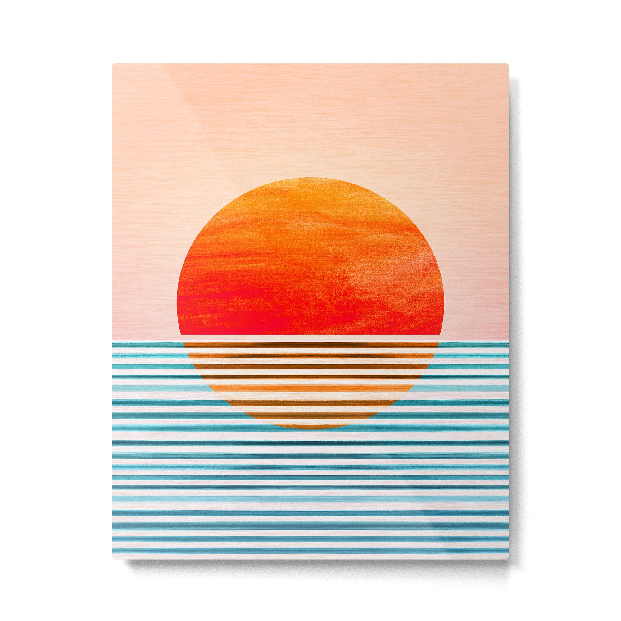 Minimalist Sunset 2 in Orange and Blue Metal Print Gallery Image 4