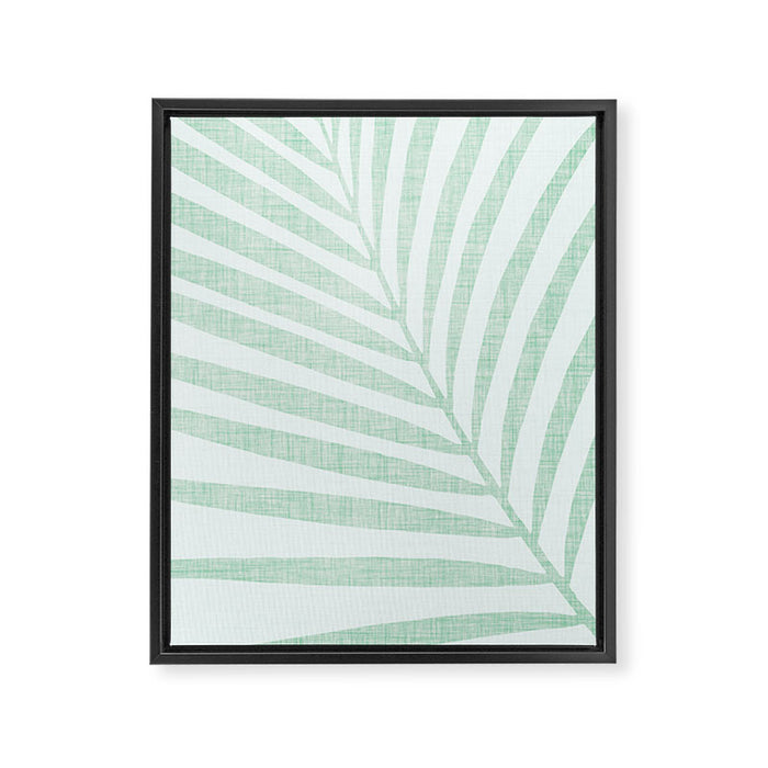 Mint Green Minimal Palm Silhouette Framed Canvas Print Gallery Image 1
