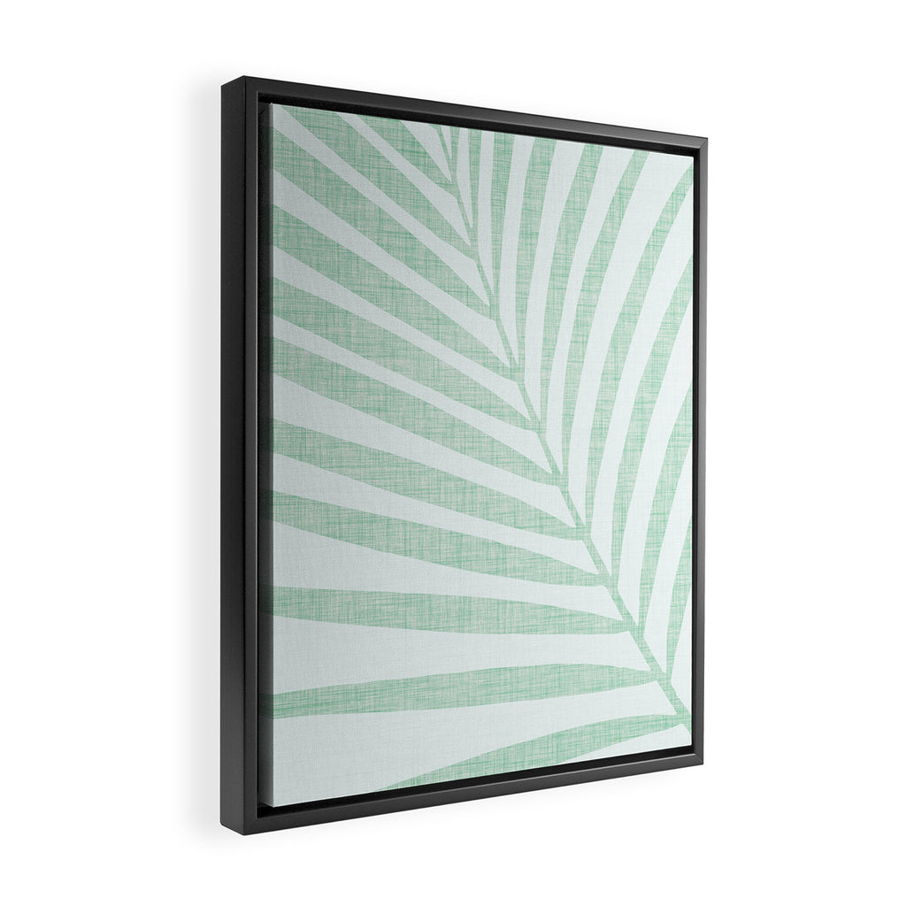 Mint Green Minimal Palm Silhouette Framed Canvas Print Gallery Image 2