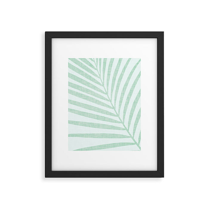 Mint Green Minimal Palm Silhouette Framed Art Print Gallery Image 1