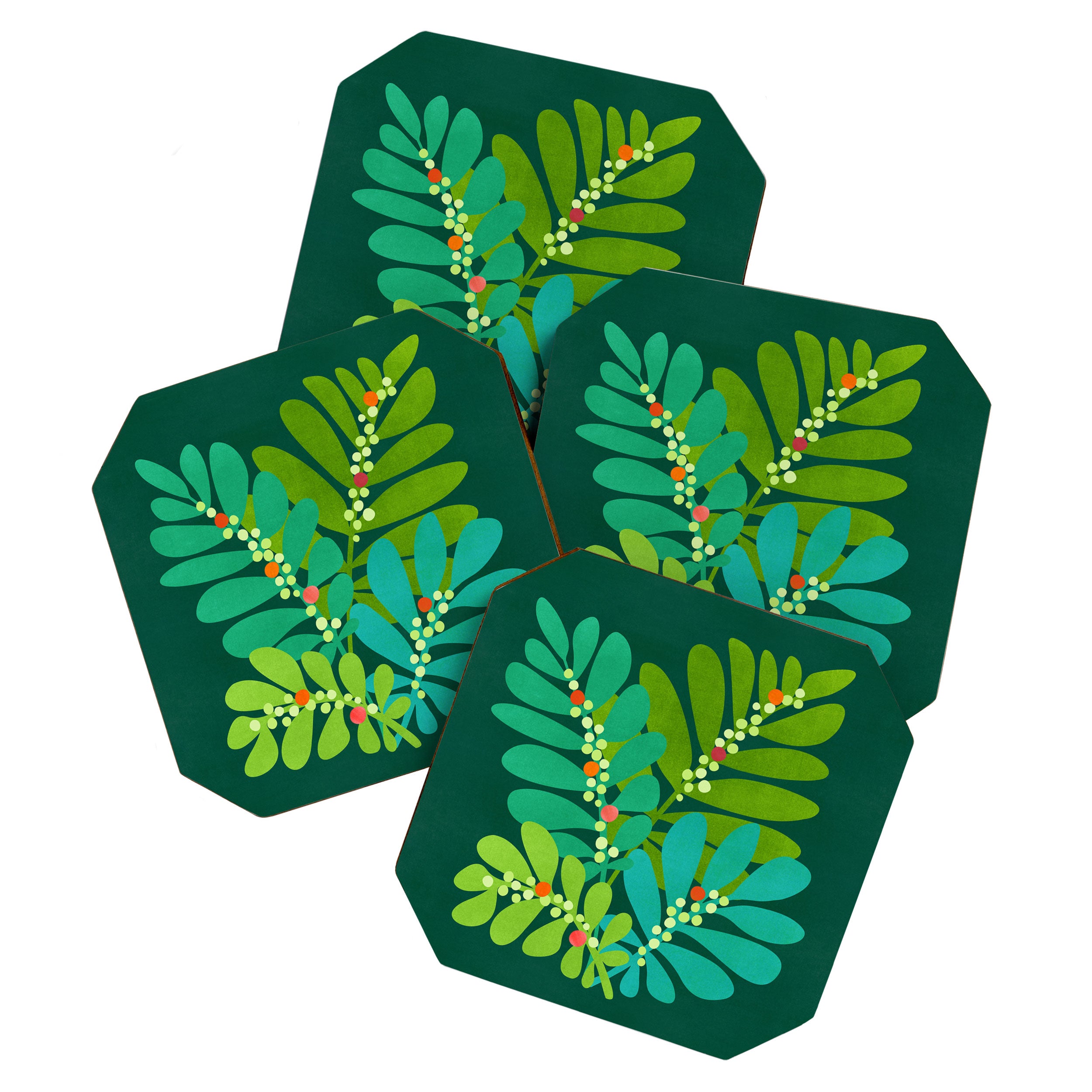 Mistletoe Greenery Illustration Coaster Gallery Image 1