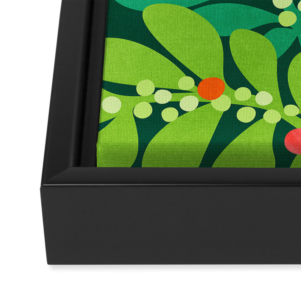 Mistletoe Greenery Illustration Framed Canvas Print Gallery Image 3