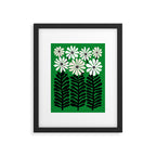Mod Flower Garden - Black and White on Green Framed Art Print Gallery Image 4