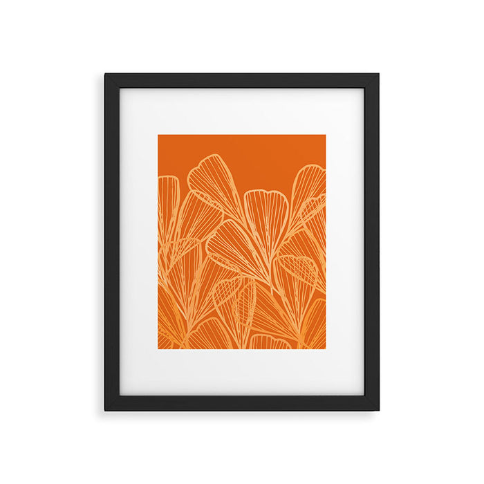 Modern Garden in Orange Framed Art Print Gallery Image 1