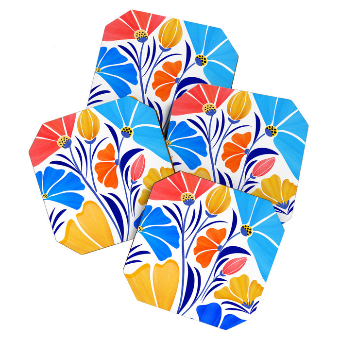 Modern Garden Party Floral Illustration Coaster Gallery Image 1