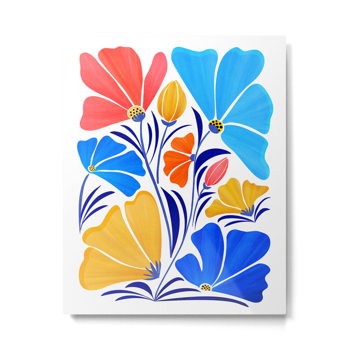 Modern Garden Party Floral Illustration Metal Print Gallery Image 1