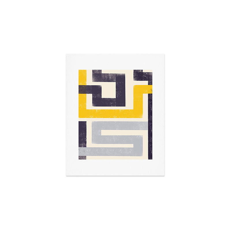Modern Maze Abstract Geometric Painting  Art Print Gallery Image 1