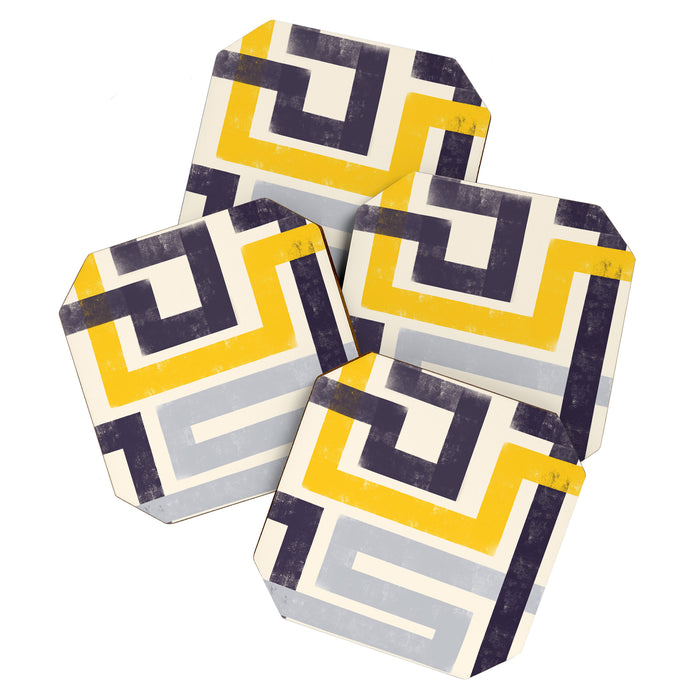 Modern Maze Abstract Geometric Painting  Coaster Gallery Image 1