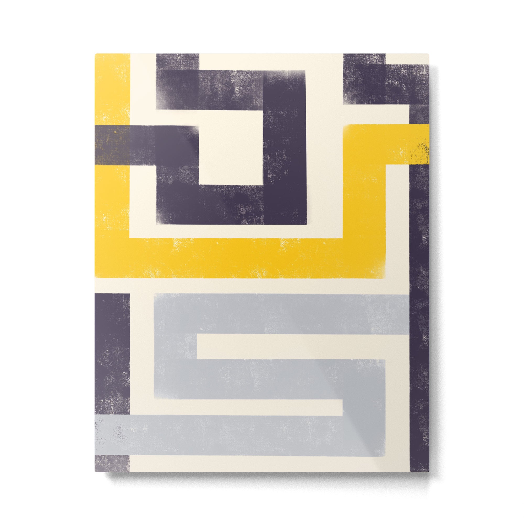 Modern Maze Abstract Geometric Painting  Metal Print Gallery Image 6