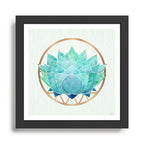 Modern Succulent with Metallic Gold Watercolor Framed Art Print Gallery Image 1