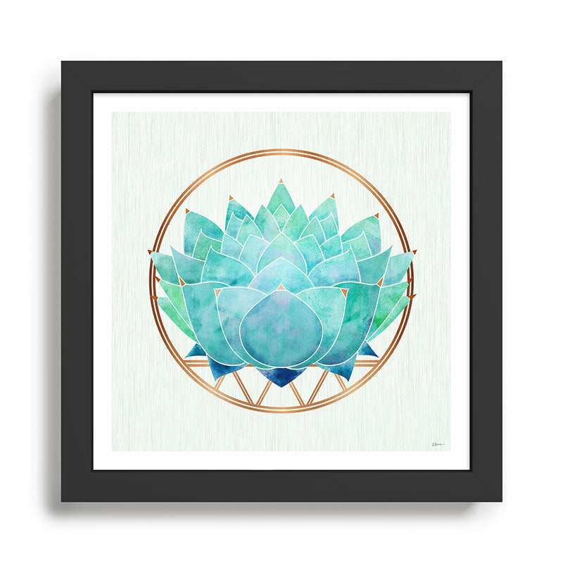 Modern Succulent with Metallic Gold Watercolor Framed Art Print Gallery Image 1