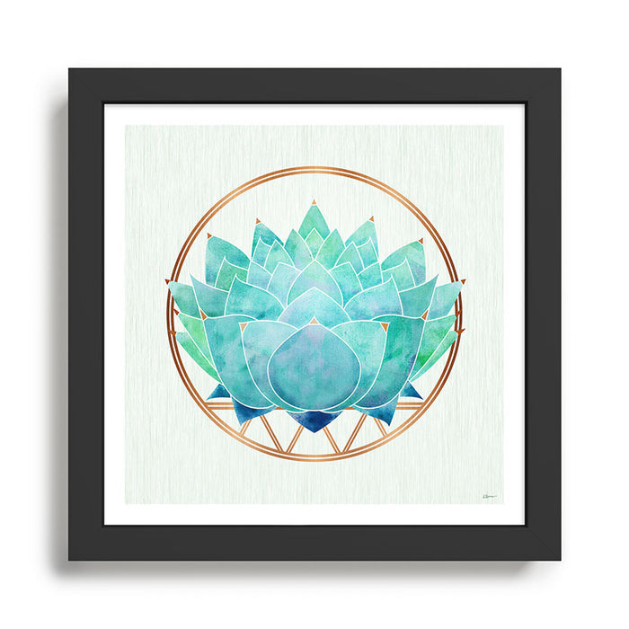 Modern Succulent with Metallic Gold Watercolor Framed Art Print Gallery Image 1