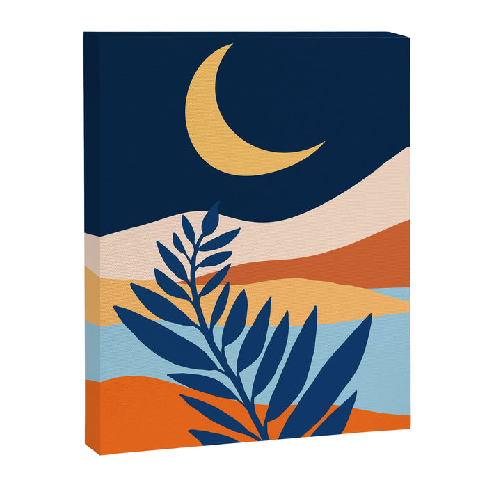 Moon and Night Bloomer Mountain Landscape Canvas Print Gallery Image 1