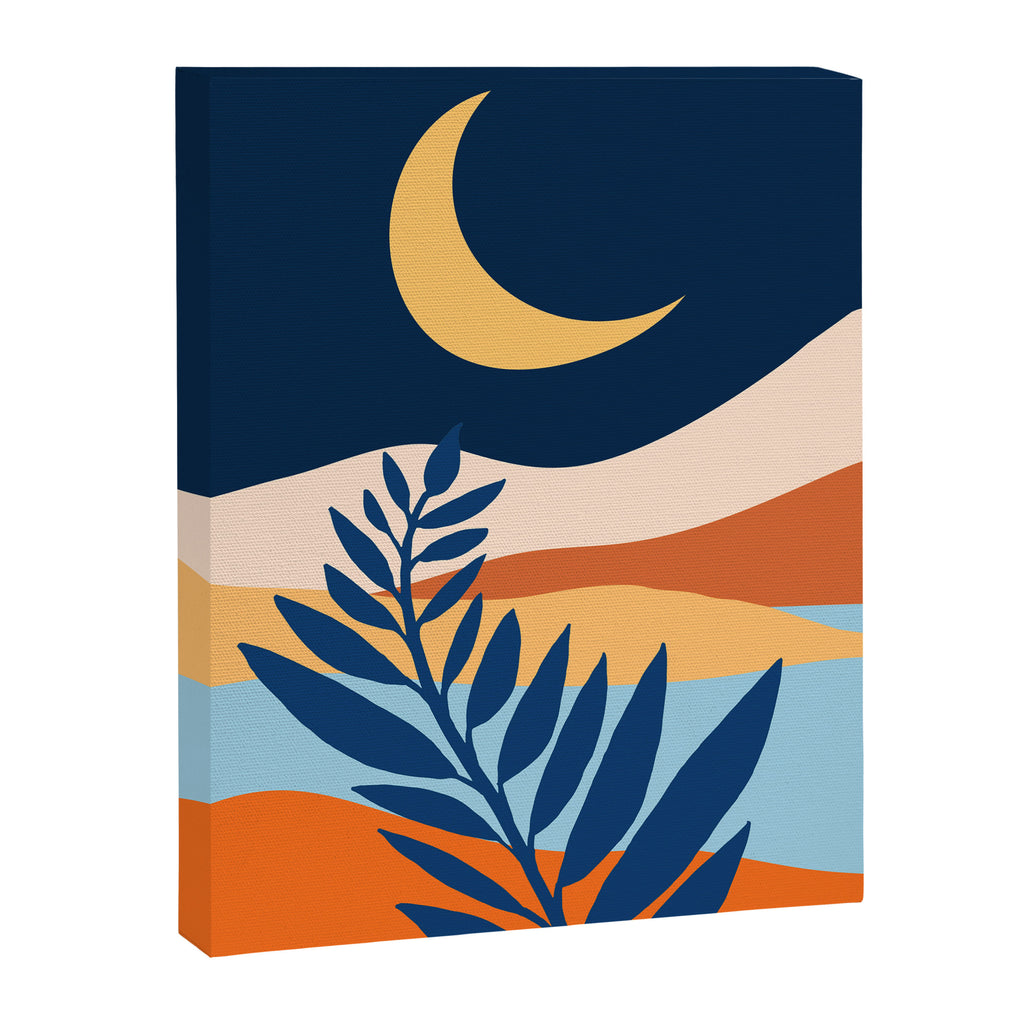 Moon and Night Bloomer Mountain Landscape Canvas Print Gallery Image 6