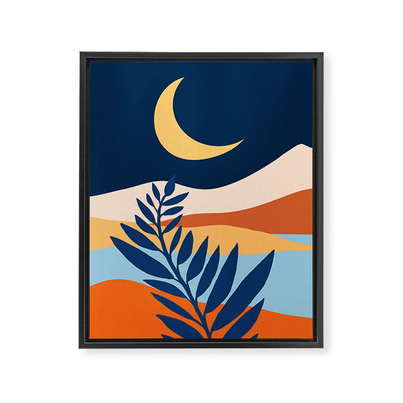 Moon and Night Bloomer Mountain Landscape Framed Canvas Print Gallery Image 6