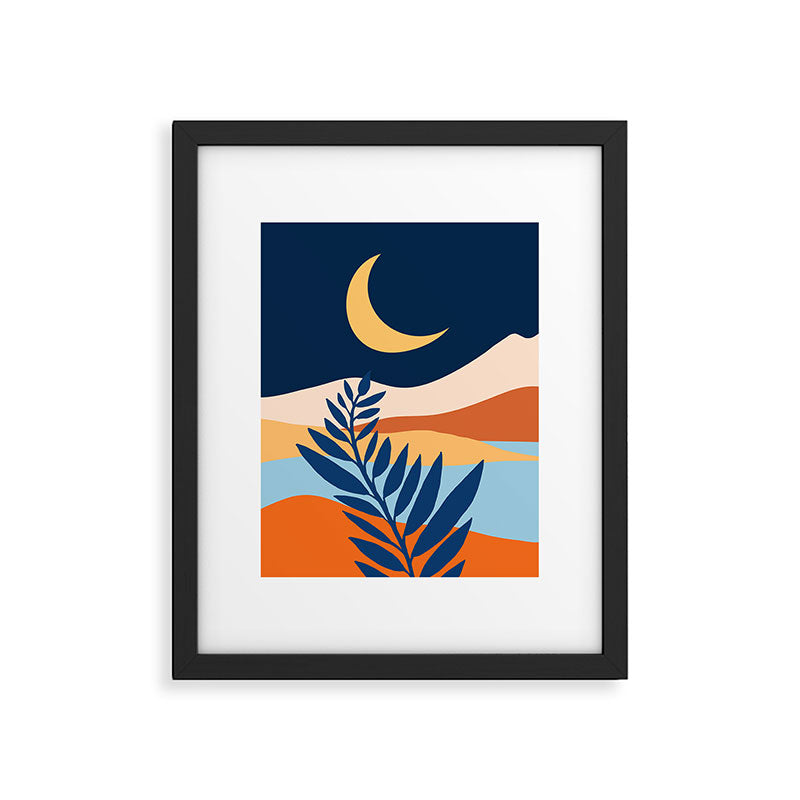 Moon and Night Bloomer Mountain Landscape Framed Art Print Gallery Image 5