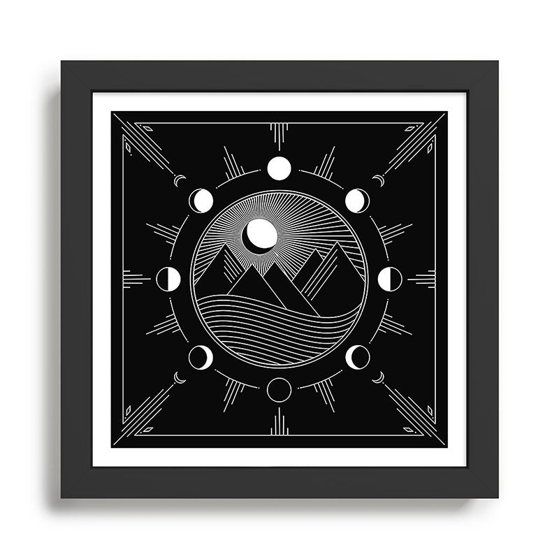 Moon Phases & Mountains Framed Art Print Gallery Image 1